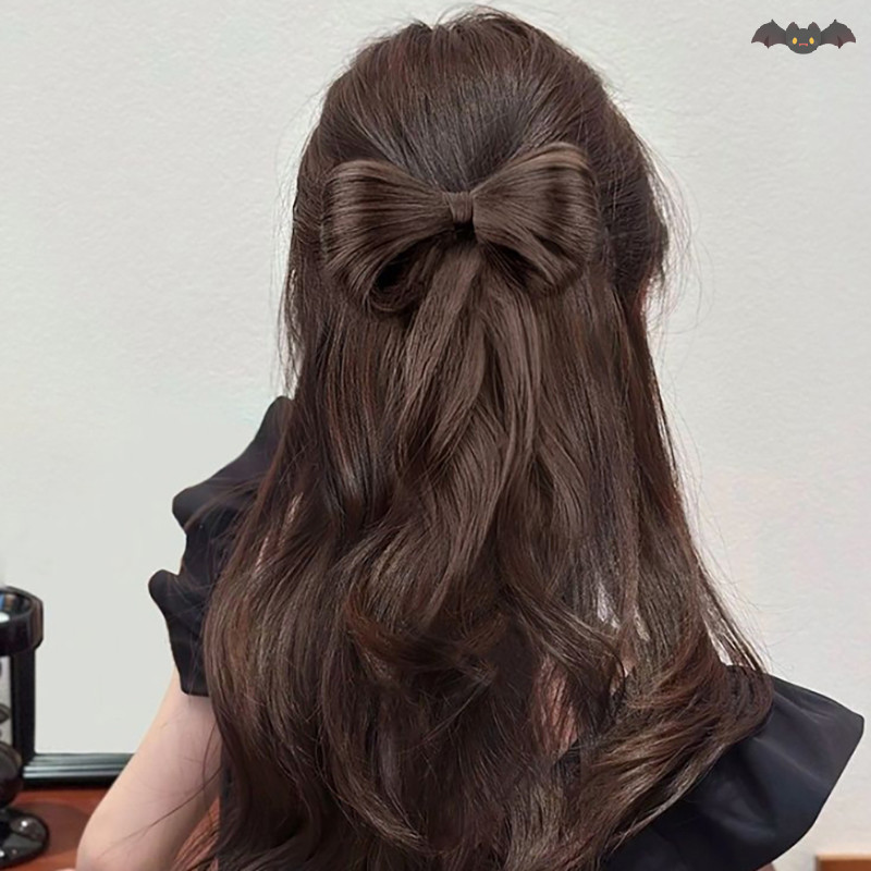 [PE] โบว์สังเคราะห์ Bun Chignon พร้อม Curly sel ทนความร้อนธรรมชาติปลอมอุปกรณ์เสริมผม Fluffy Bow กิ๊บติดผมวิกผมเครื่องมือจัดแต่งทรงผม TH