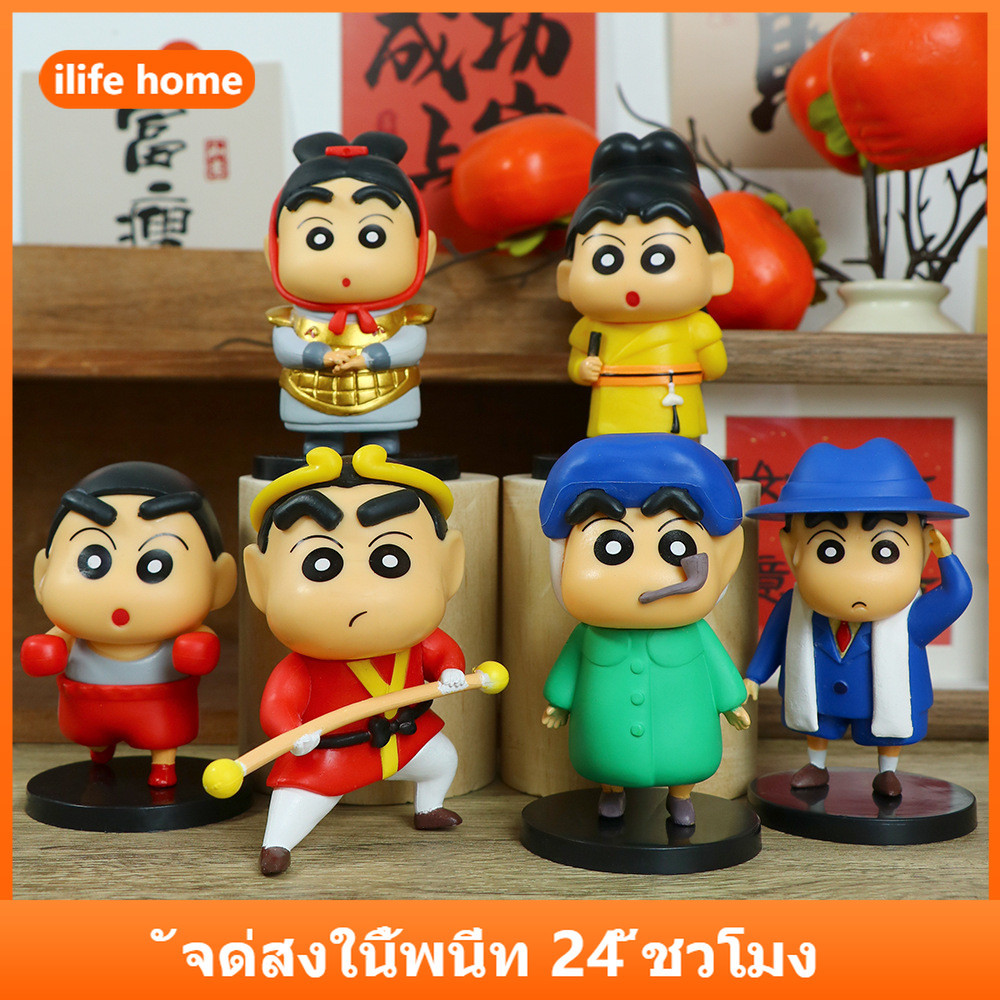 💥จัดส่งจากประเทศไทย💥6 ชิ้น/เซ็ตโบราณครั้ง Crayon Shin chan คอสเพลย์ Terracotta จีนอะนิเมะรูป COD สต็อก Action Figure ตุ๊กตาของเล่นสําหรับของขวัญเด็กคอลเลกชันเครื่องประดับรถบ้านเค้กตกแต่ง