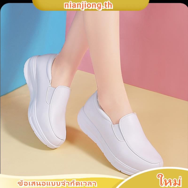 รองเท้าพยาบาล หนังแท้ กันลื่น สีขาว และสีดำ ขนาด 35-41