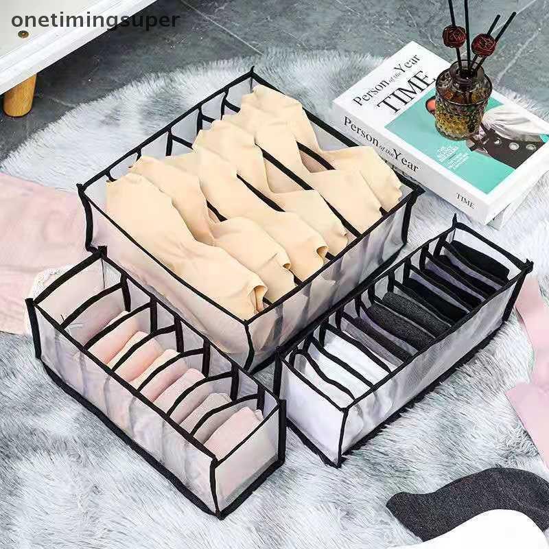 Onetimingsuper ตู้เสื้อผ้า Organizer สําหรับตู้เสื้อผ้าเสื้อผ้าตู้ลิ้นชัก Organizers Bra ถุงเท้าจัดเก็บกล่อง OTP