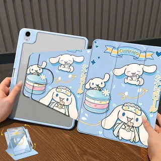 Triple fold เคสไอเเพด ฟังก์ชั่นการหมุน 360° ผู้ถือปากกาด้านขวา for gen10 gen7 gen8 gen9 10.2 Air4 air5 10.9 Air6 11 นิ้ว" Pro11 10th Air3 Pro10.5 สีน้ำเงิน เคสสำหรับ ไอแพด