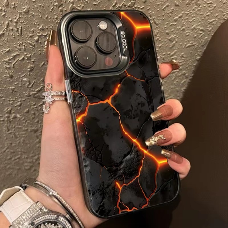 ปลอกสําหรับ Xiaomi Redmi หมายเหตุ 13 12 11 Pro Plus 5G 10 Pro 12S 11S Redmi 13 13C 12 4G Turbo 3 K70 Ultra Creative Mountain Magma Lightning Electroplate เงิน IMD Anti-Fall ฝาครอบ