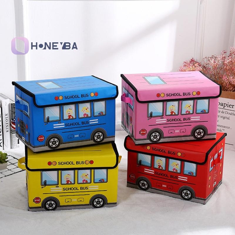<Honeyby> การ์ตูนญี่ปุ่นกล่องเก็บรถเสื้อผ้าพับได้ Integral กล่องไม่ทอฟิล์มครอบคลุมของเล่น Sundry กล่องเก็บจัดเก็บ Nice