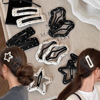 สีดําสีขาว ลาย จุด หนังคลิปผมแฟชั่นอเนกประสงค์ผมหักเรียบหวาน…