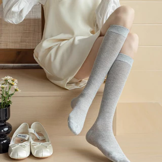 🌈พร้อมส่งจากไทย🧦ถุงเท้ายาวสีขาวญี่ปุ่น ผ้าตาข่าย นุ่ม สบาย ระบายอากาศได้ดี สไตล์บัลเล่ต์