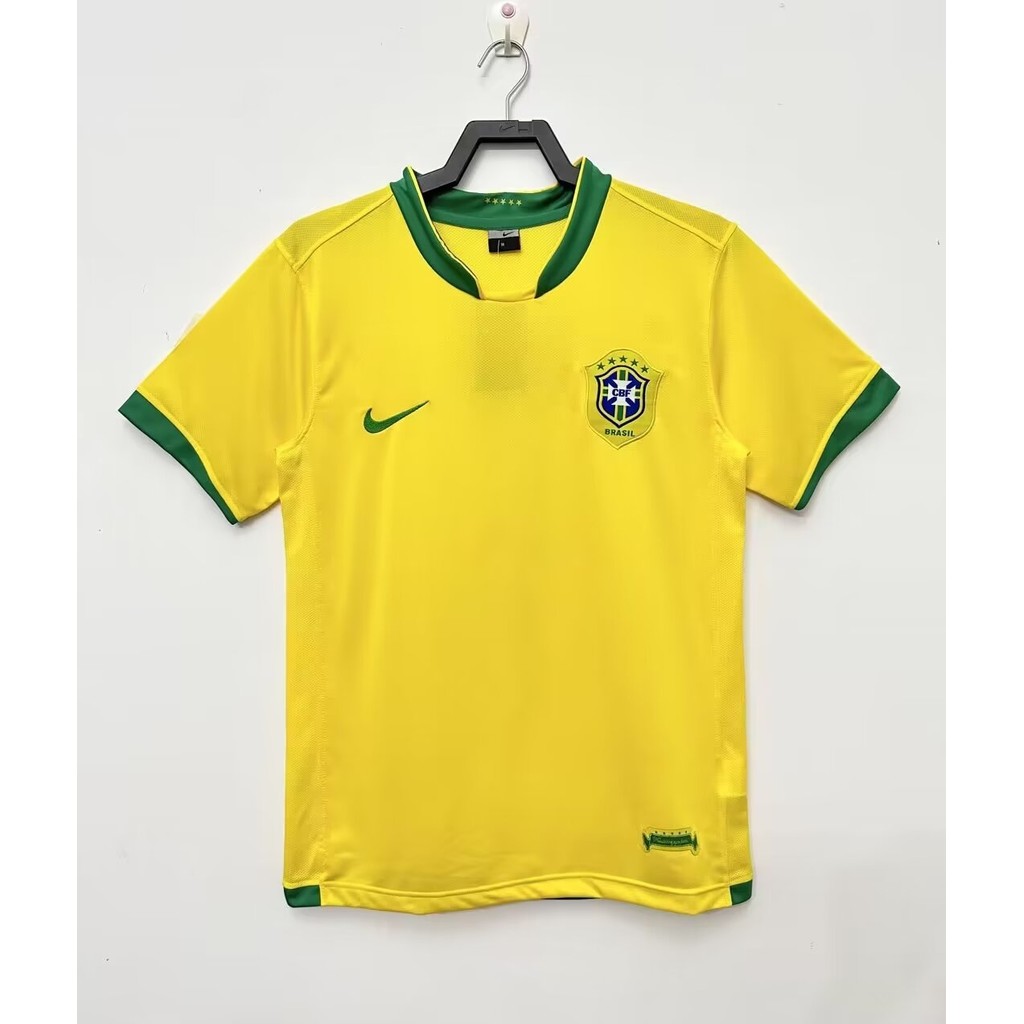 2006 Brazil home retro football top เสื้อยืดแขนสั้น