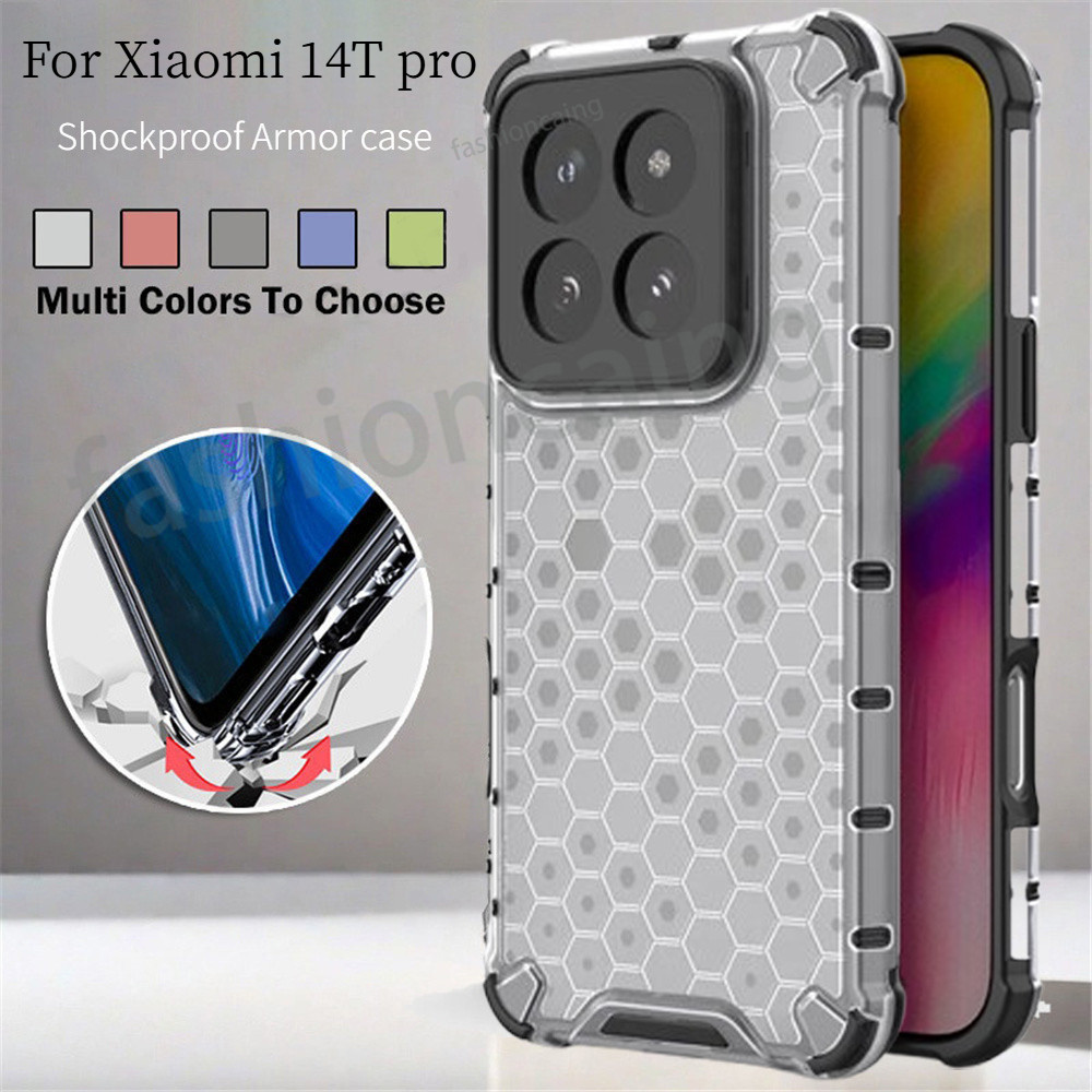 ปลอกสําหรับ Xiaomi 14T pro 14tpro 14 Ultra 1 4 Xiaomi14T pro Xiaomi14Tpro Xiaomi14Ultra เคสโทรศัพท์ซิลิโคนนุ่มรังผึ้งโปร่งใสเลนส์กล้องกันกระแทกปกหลัง
