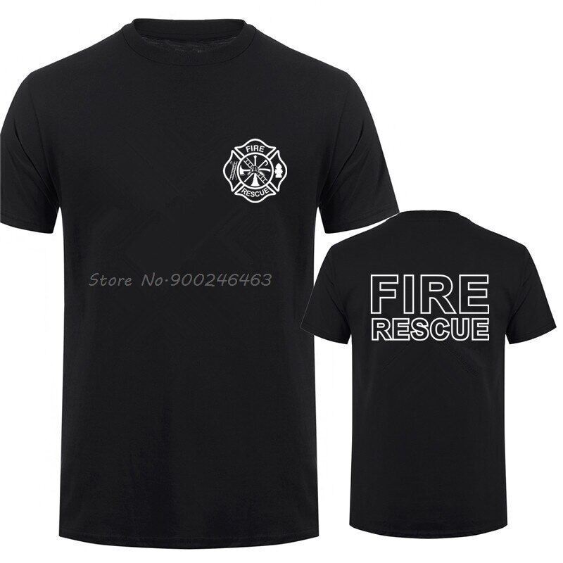เสื้อยืดพรีเมี่ยมเสื้อยืดโอเวอร์ไซส์️️Fire กู้ภัยดับเพลิง T เสื้อผู้ชาย Fireman เสื้อยืดผู้ชายเสื้อ Harajuku
