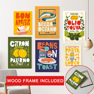 (พร้อมกรอบ) Dining Room Wall Art ภาพวาดการ์ตูนกระป๋องมะนาวโป…