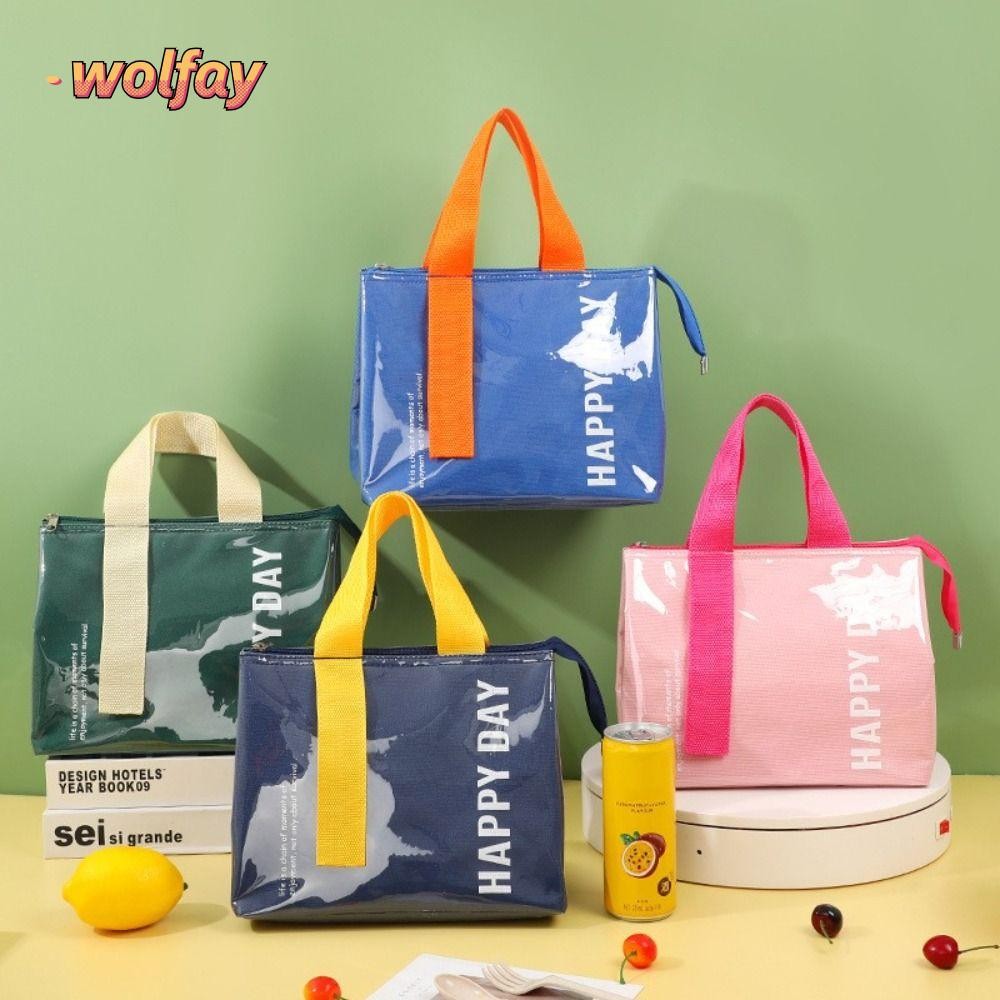 กล่องข้าว WOLFAY, กระเป๋าใส่ข้าวกลางวันกันน้ําความจุขนาดใหญ่, PU คุณภาพพร้อมซิปถุงอาหารผู้หญิง