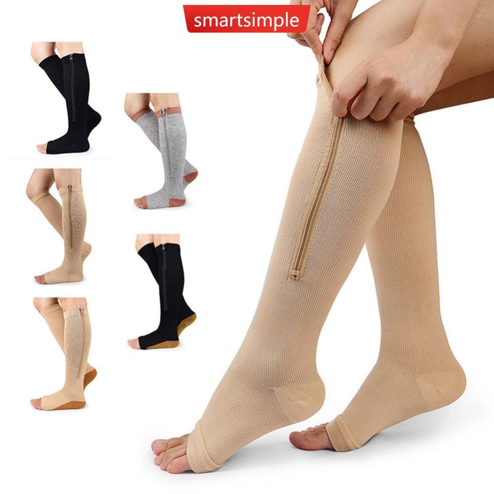 Smartsimple Compression Zip Sox ถุงเท้ายืดขาซิปถุงเท้าทางการแพทย์เปิด Toe Zipper Stocking สําหรับเส้