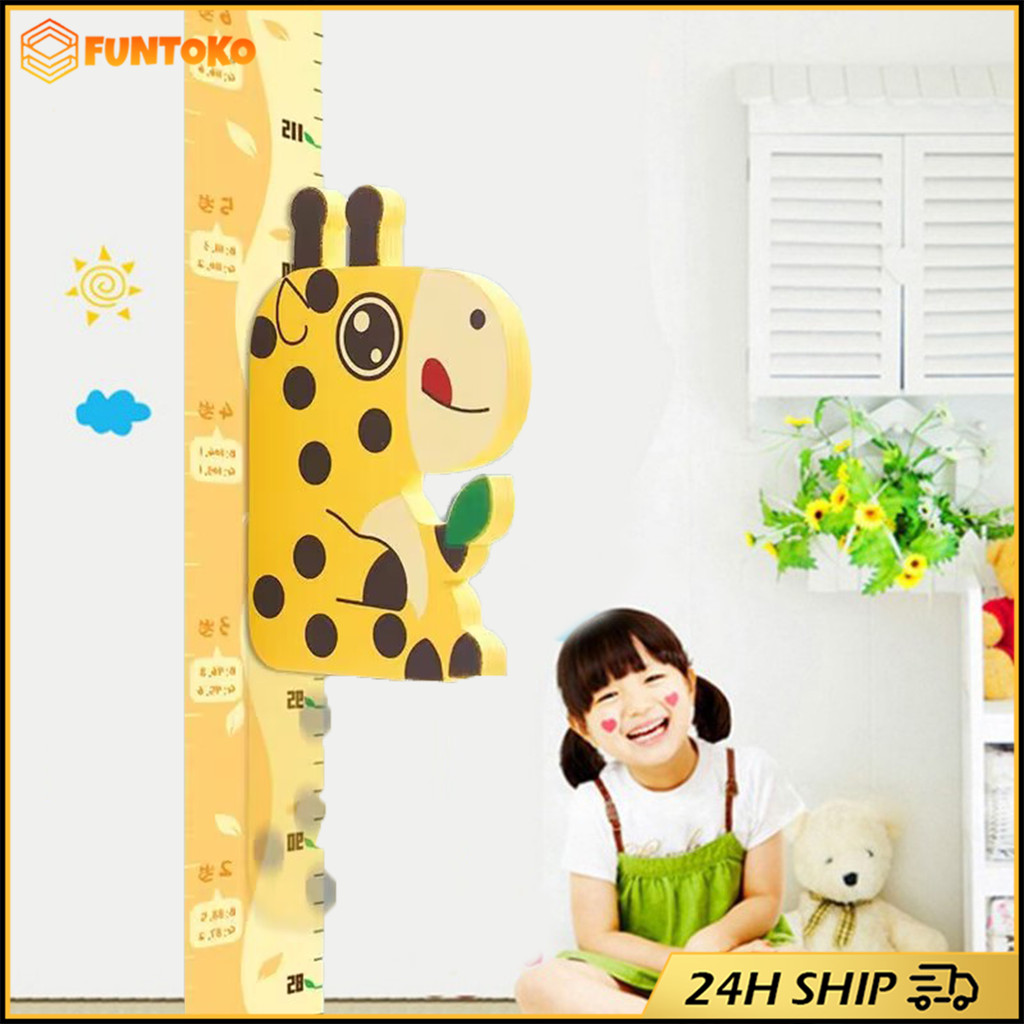 จัดส่งรวดเร็ว สติ๊กเกอร์วัดส่วนสูงเด็ก 3D ติดผนัง ลายการ์ตูนน่ารักตกแต่งห้อง