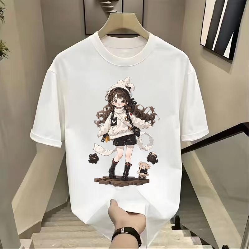 เสื้อยืดเสื่อยืดคอกลมแฟชั่นไม่จำกัดเพศเสื้อยืดคอกลมผ้าฝ้ายสไตล์ใหม่เสื้อยืดผ้าไหมแขนสั้น unisex แฟชั่น ผ้าสำลี Man
