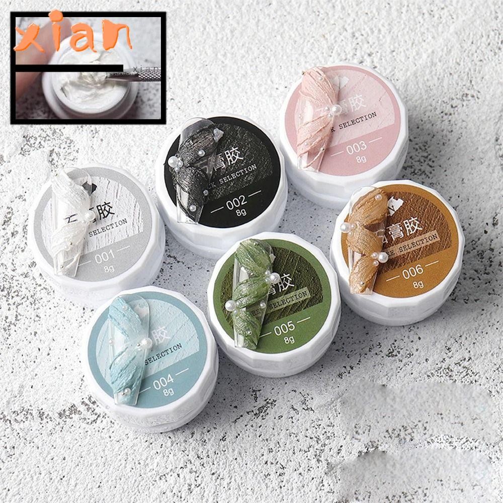 Xianen ยิปซั่มเล็บเจล, UV 8ml DIY เล็บเจล,แฟชั่นทราย Texture Lacquer เคลือบเงาไม่จําเป็นต้อง Top Coat เจลวาดเจลเล็บพลาสเตอร์เล็บ