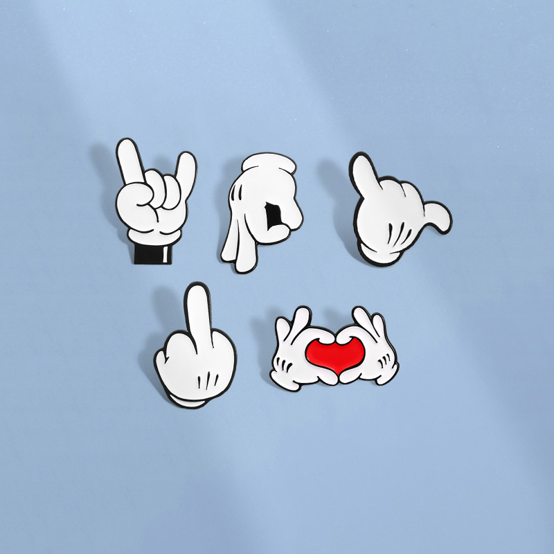 Creative ตลก Gesture เข็มกลัดการ์ตูนนิ้วมือ Pin เข็มกลัดป้าย Pins เครื่องประดับของขวัญสําหรับเพื่อน