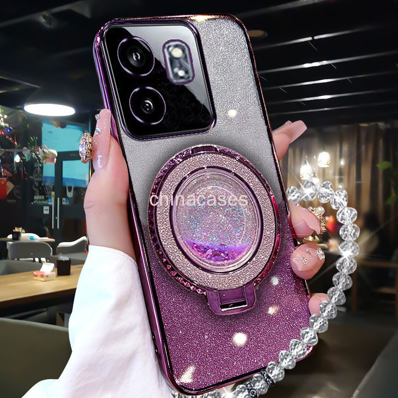 ปลอก infinix Smart 9 Hot 50i 4G X6532 X6531 Smart9 Hot50i NFC หรูหราชาร์จแม่เหล็กเคสโทรศัพท์ Electroplated Gradual Glitter ซิลิโคน TPU + แหวน + สร้อยข้อมือ