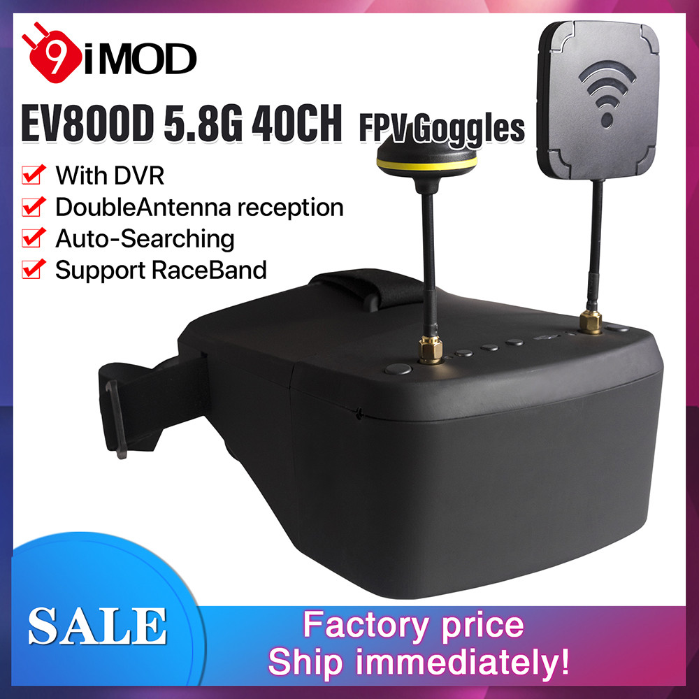 9imod LS-800D 5.8G 40CH FPV Goggles 5 นิ้ว HD LCD Dual เสาอากาศรับแว่นตาสําหรับ RC FPV Drone