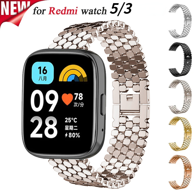 สายสแตนเลสสําหรับ Redmi Watch 5 Active 5 Lite 3 Active 22 มม.สร้อยข้อมือเปลี่ยนโลหะสําหรับ Xiaomi Redmi Watch 3 Lite Band อุปกรณ์เสริม