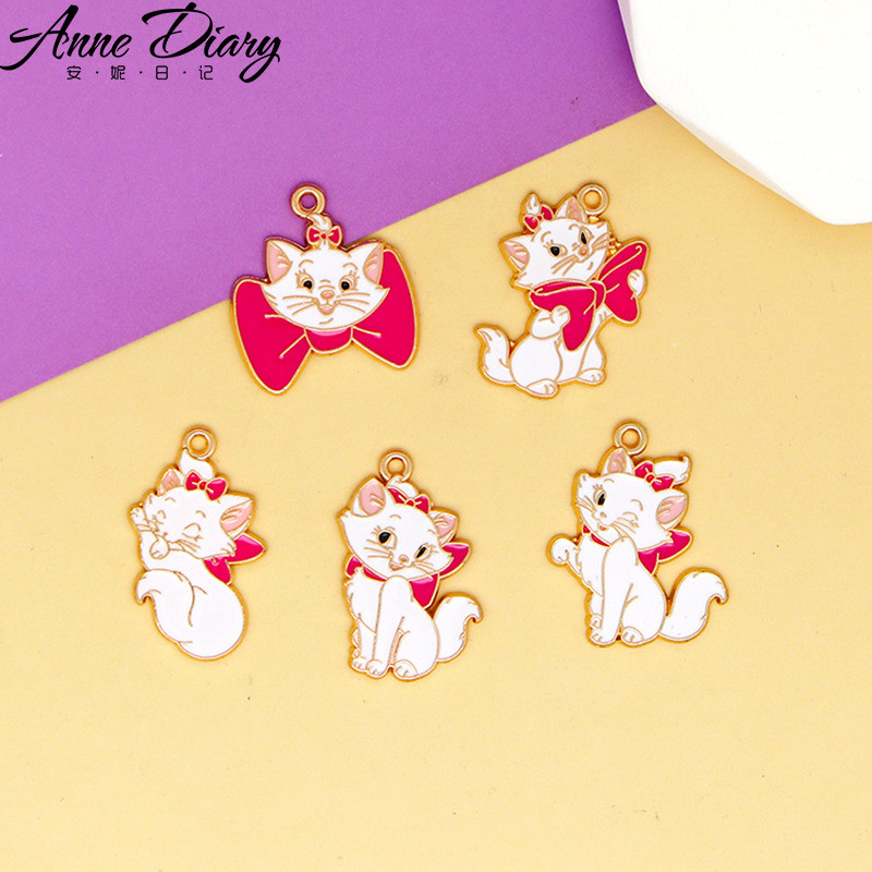 2 ชิ้น/ล็อตการ์ตูนสีขาว Marie Cat สัตว์เคลือบโลหะผสมเคลือบจี้อุปกรณ์เสริม Charms สําหรับผู้หญิง, Key Chain/ต่างหู/สร้อยคอจี้ Handmade DIY เครื่องประดับ 123