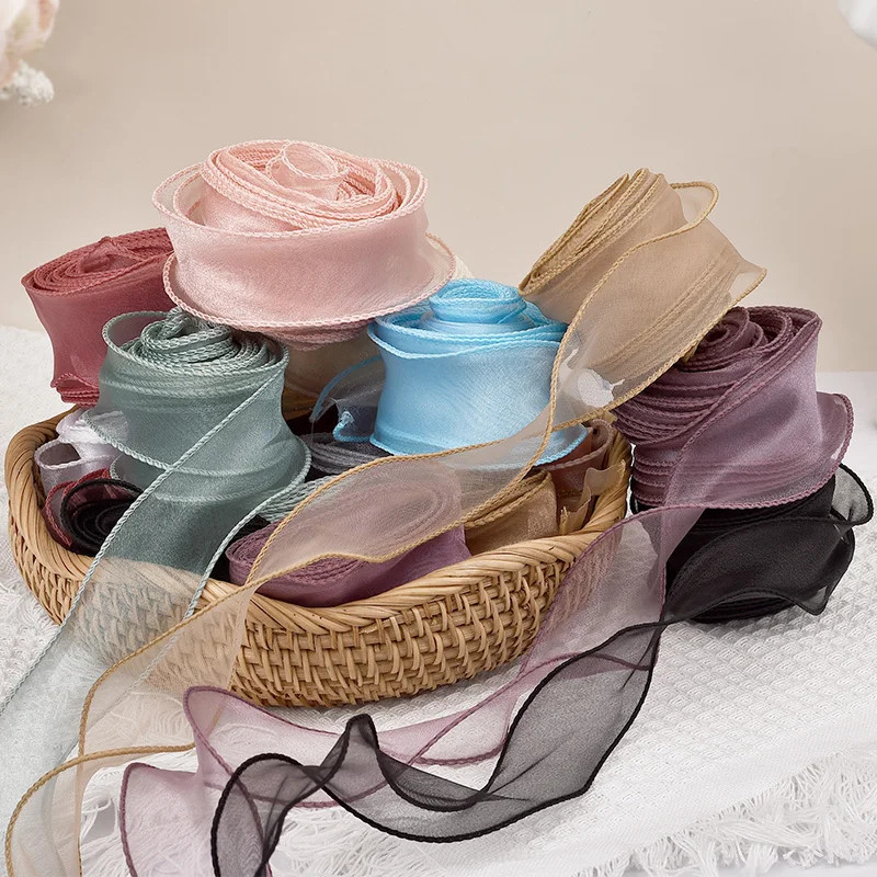 40 มม.10 หลาขอบหยัก Fishtail เส้นด้าย Organza ริบบิ้นสําหรับห่อของขวัญ DIY Bow Hair Bouquet ผ้าลูกไม้ริบบิ้นอุปกรณ์เย็บผ้า