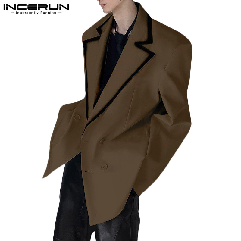 Incerun ผู้ชายเกาหลีเปิดลงคอปกแขนยาวแฟชั่นเสื้อเบลเซอร์ลําลอง