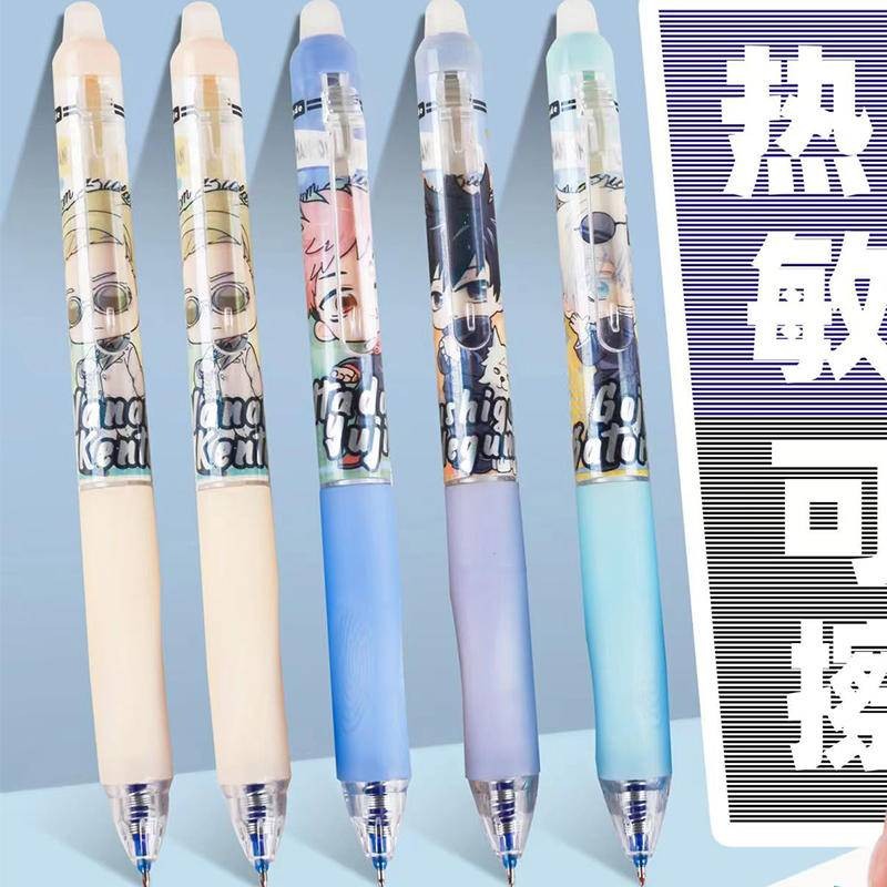 3 ชิ้น/เซ็ตอะนิเมะ Jujutsu Kaisen ปากกาลูกลื่นน่ารัก HItadori Yuji Satoru Gojo Nanami Kento Fushiguro Megumi Erasable หมึกสีฟ้าปากกาเจล 0.5 มม.ล้างทําความสะอาดได้ Magic Erasable ปากกา