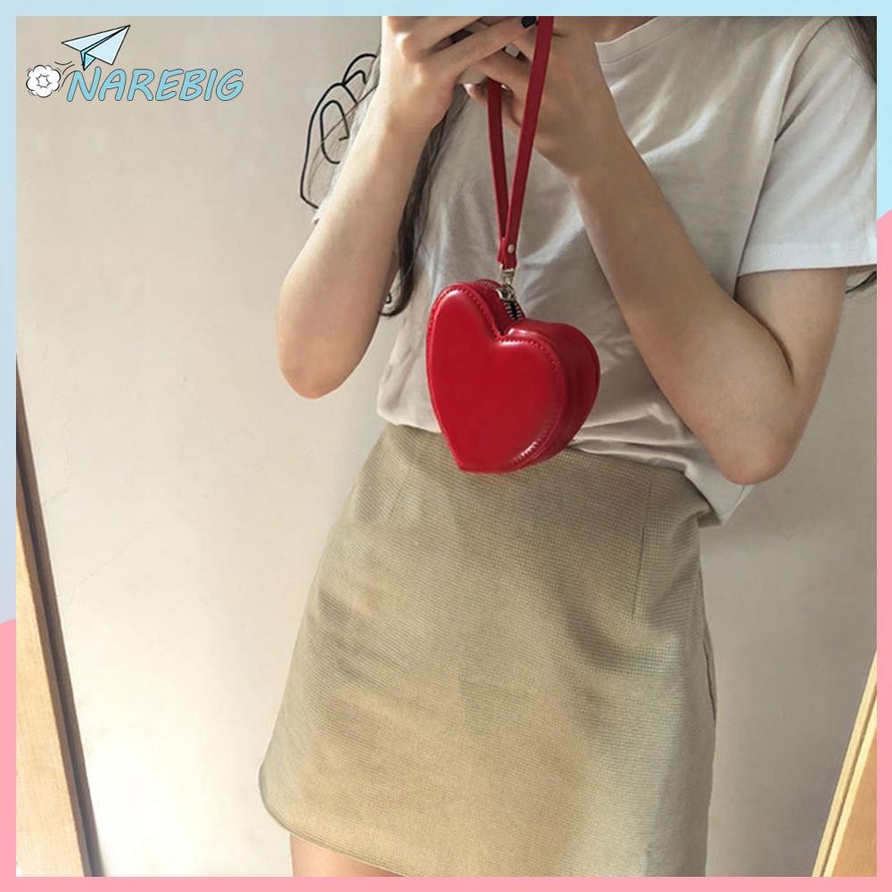 ส่งจากกรุงเทพ🚚 กระเป๋าถือผู้หญิงหรูหรา Love Shaped Top-handle Bag Solid Leather Money Purse Tot ✿