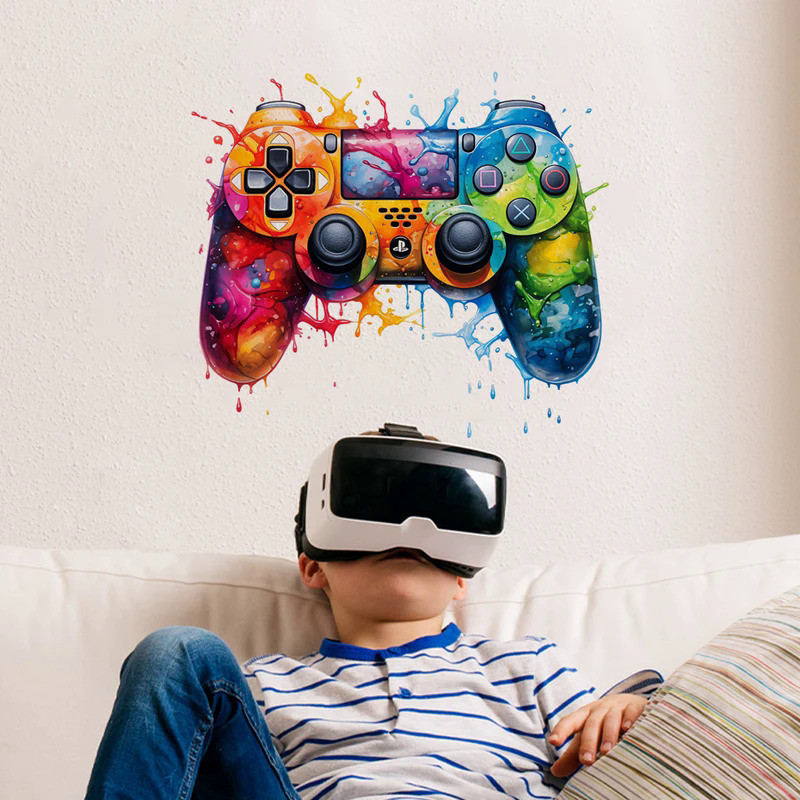 Graffiti Video Game Joystick Wall Decal Playroom Gaming Zone Xbox Gamer Wall Sticker Bedroom Vinyl H