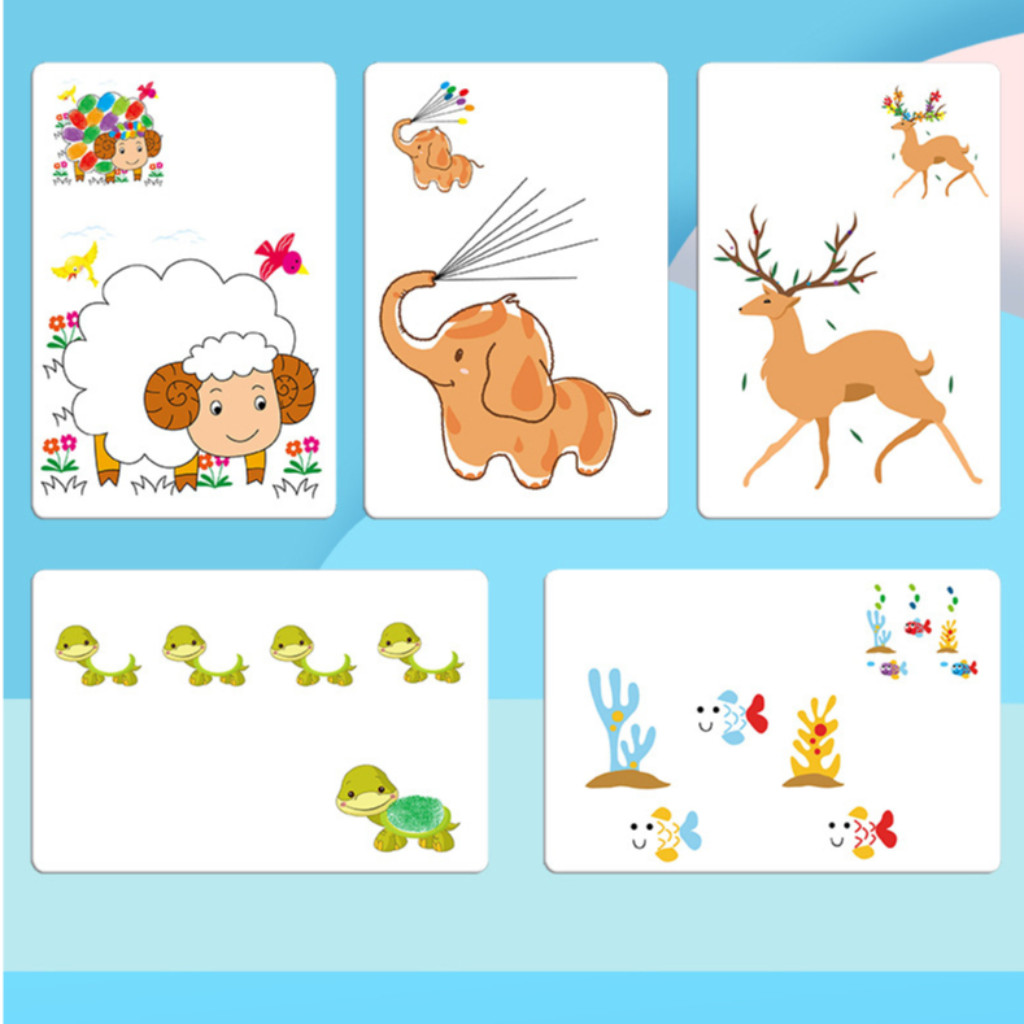 การวาดนิ้วของเด็ก วาดรูปด้วยนิ้วมือ ของเล่นเสริมพัฒนาการ ของเล่นเสริมพัฒนาการด้านศิลปะของเด็ก เม็ดสีปลอดสารพิษ - รูปที่ 4