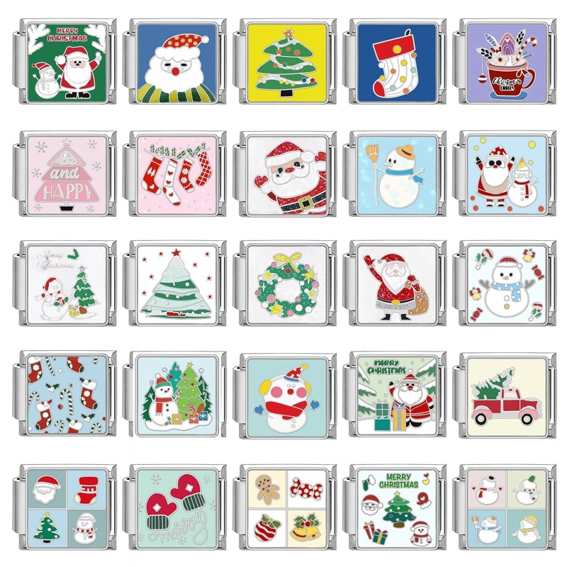 อิตาเลี่ยน Charm Links สําหรับสร้อยข้อมือใหม่แฟชั่น Christmas ริสมาสต์ Charm สร้อยข้อมือเพื่อนครอบครัว DIY โมดูลสร้อยข้อมือ Charm อิตาเลี่ยน Links Fit 9 มม.สร้อยข้อมือสแตนเลสเครื่องประดับ DIY ทํา