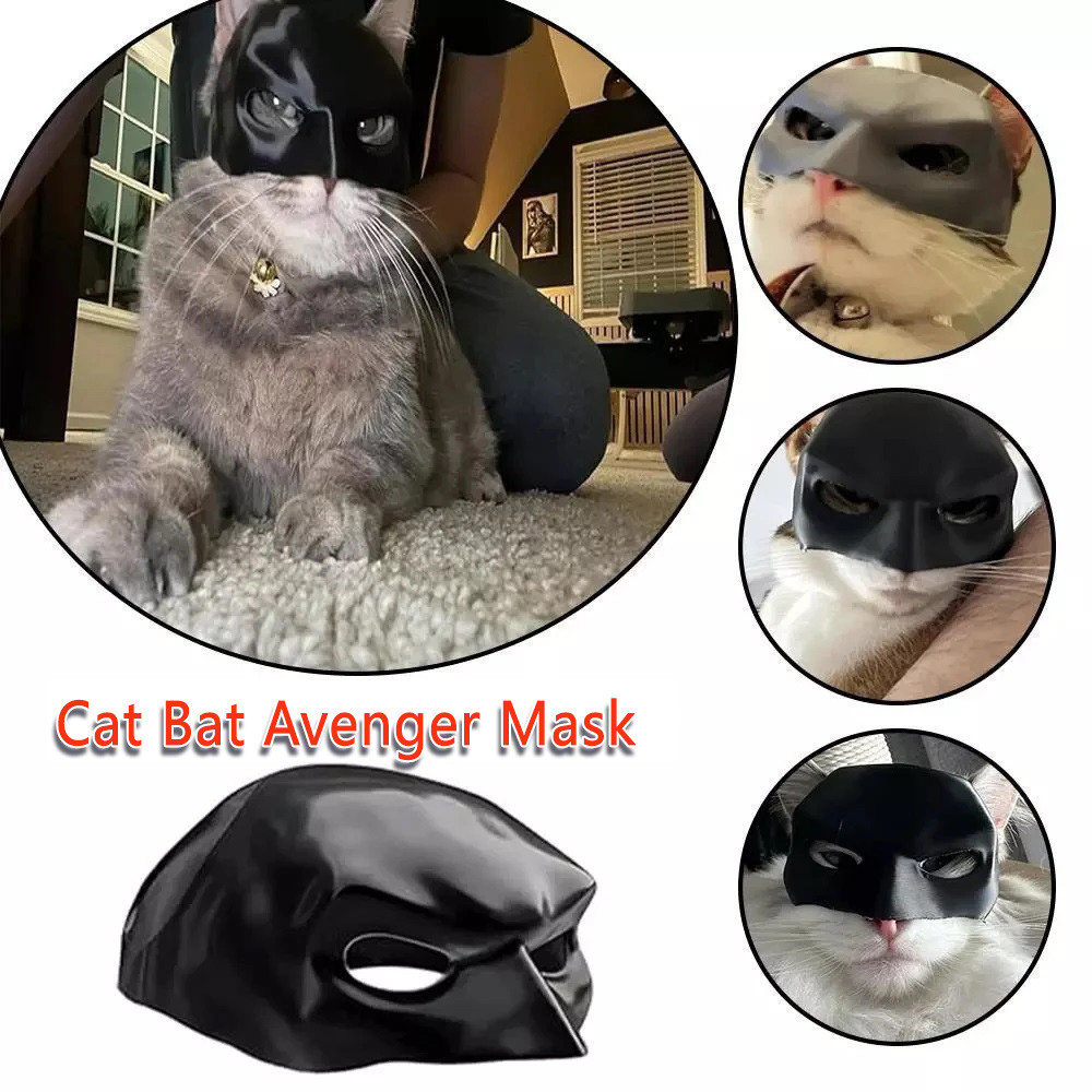 9-12 ซม.แมว Batman หน้ากากพลาสติก Cat Avenger หน้ากากครึ่งหน้าแมวสุนัขฮาโลวีนเครื่องแต่งกายสําหรับแมวอุปกรณ์สัตว์เลี้ยง