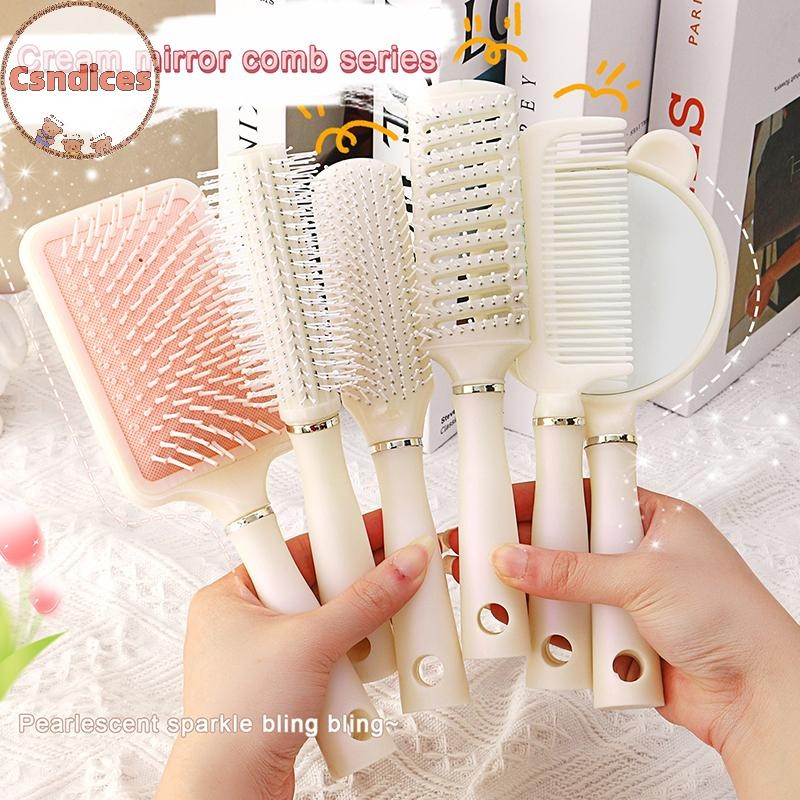 Csndices ผู้หญิงตรงผมจัดแต่งทรงผมหวี Mermaid Curly ผมหวี Air Cushion Hollow-Out หวี Anti-Tangle Static หวี Hairdressing เครื่องมือ TH
