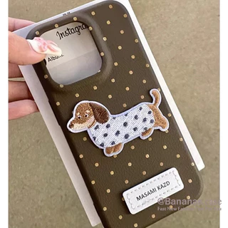 IPhone 17 16 15 14 13 12 11 Pro Max X Xr Xs Max เคสโทรศัพท์ 3D DIY สุนัขสีลูกกวาดจุดหนังนุ่มปกหลัง
