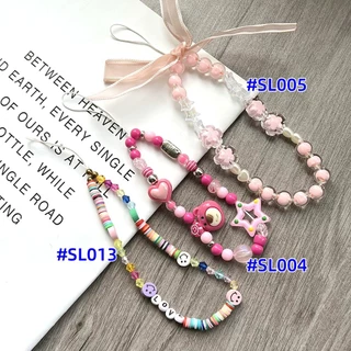 Phone Bracelets สายคล้องโทรศัพท์มือถือ สไตล์วินเทจ เชือกเส้นเล็ก แบบถัก สีน้ําตาล สีดํา สีขาว Fashion แบบเรียบง่าย