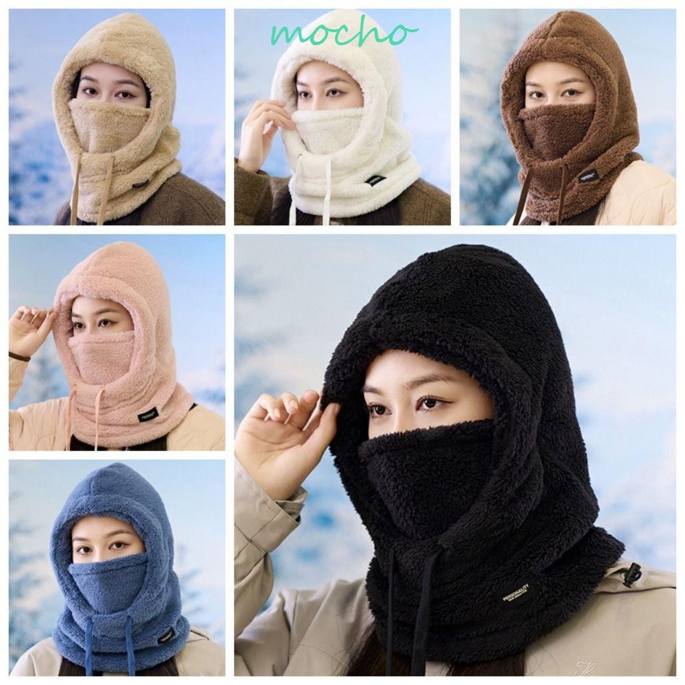 Mocho หมวกกันลมสําหรับขี่จักรยาน, เครื่องดูดควันสีทึบฤดูหนาวไหมพรม, Simple Keep Warm ผ้าพันคอความร้อนหน้ากากสกีหมวกผู้ชาย