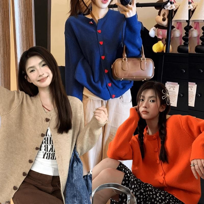 KOKO#เสื้อสเวตเตอร์ถักหวานน่ารักสไตล์เกาหลี เสื้อไหมพรมแขนยาวแฟชั่นผู้หญิง เสื้อไหมพรมสไตล์เกาหลีลุคคุณหนู #T071