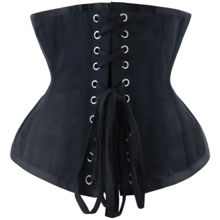 คอร์เซ็ทเอวคอด Corset สีดำ Black lace ไม่ค้ำหน้าอกให้อึดอัด คอร์เซ็ทรัดเอว สายรัดหน้าท้อง