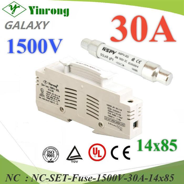 NC ฟิวส์ DC 30A สำหรับโซลาร์เซลล์ 1500V พร้อมฐานฟิวส์ SET-Fuse-1500V-30A-14x85