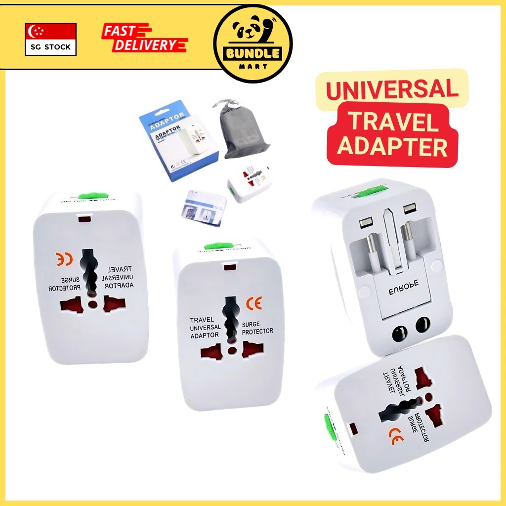 (BundleMart) Universal Travel Power Adapter All in One Plug UK Europe US Japan NZ Charger Socket