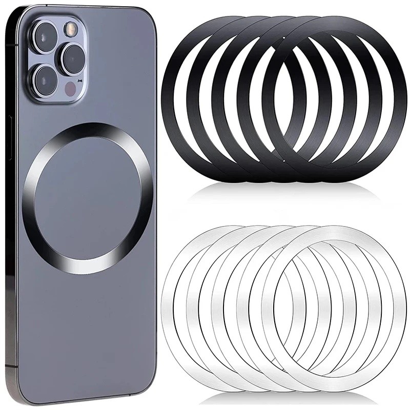 สติ๊กเกอร์แหวนแผ่นโลหะแม่เหล็กโทรศัพท์มือถือสากล - แผ่นชาร์จไร้สายบางเฉียบ - อุปกรณ์เสริมโทรศัพท์