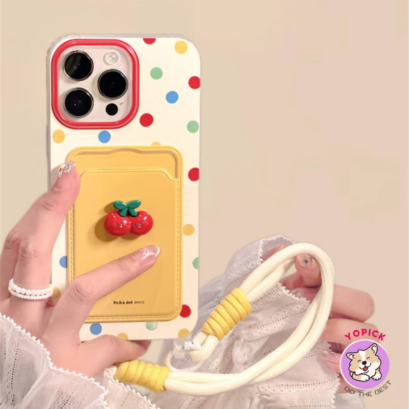 น่ารัก 3D Cherry สําหรับ IPhone 11 12 13Pro Max 14Plus 15 16 Pro XR XS Max 7 8 Plus SE2020 การ์ตูนฝาครอบโทรศัพท์สําหรับ IPhone 16Pro Max นุ่มสาวเชือก GKB