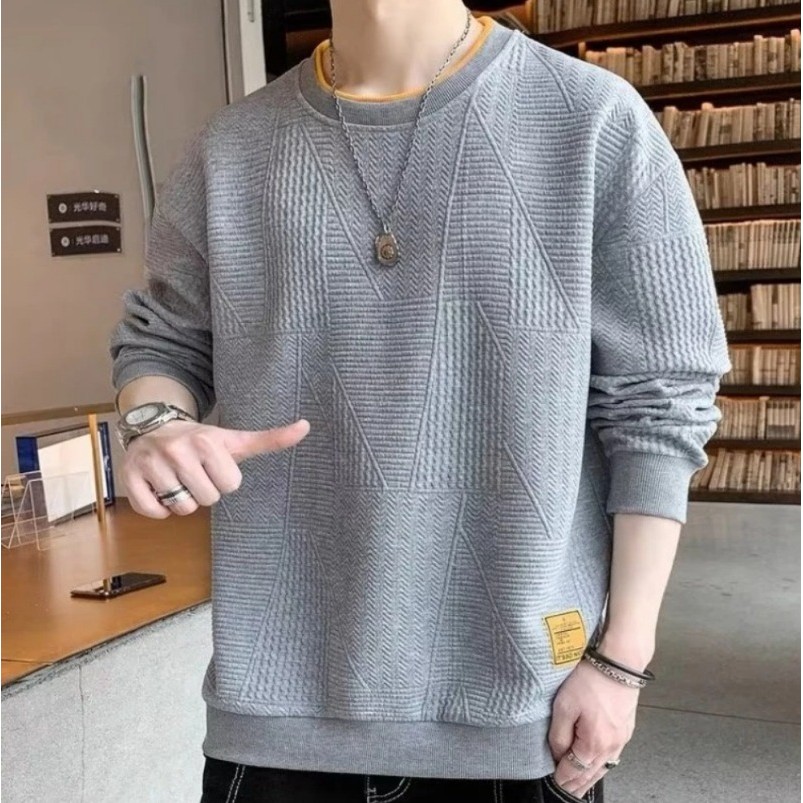 เสื้อกันหนาวแขนยาว ขนาดใหญ่ แฟชั่นฤดูใบไม้ผลิ และฤดูใบไม้ร่วง สําหรับผู้ชาย ไซซ์ M - 5xl