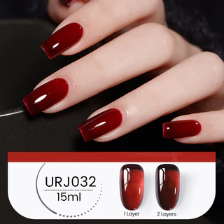 【Local】UR SUGAR 15ml Jelly Red Gel Polish Wine Red โปร่งแสงกึ่งถาวร UV Gel Nail Art Soak Off Gel วานิช
