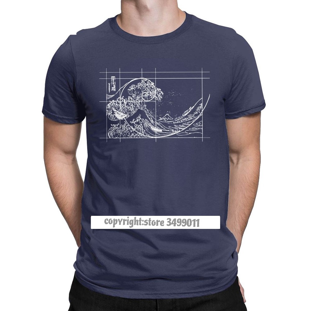 Hokusai พบกับ Fibonacci Sequence Golden Ratio เสื้อยืดผู้ชายคณิตศาสตร์การวิเคราะห์ Geek Casual เสื้อ