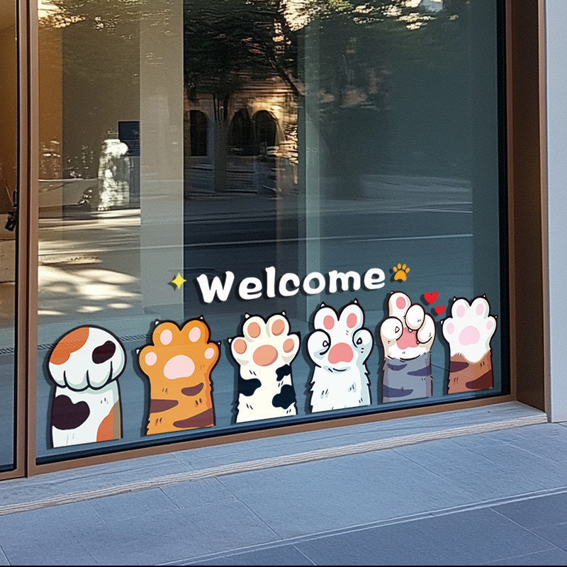 Pet Shop สติ๊กเกอร์ติดประตูกระจก น่ารัก Pet Home Window Waistline สติ๊กเกอร์ J4SN