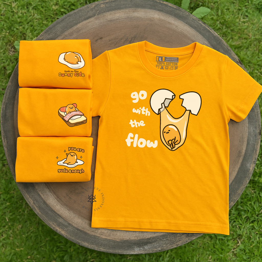 KATUN Theeve KAOS TSHIRT GUDETAMA LAZY EGG | เสื้อยืดครอบครัวสําหรับผู้หญิงและผู้ชายทําจากผ้าฝ้ายหวี 30ส