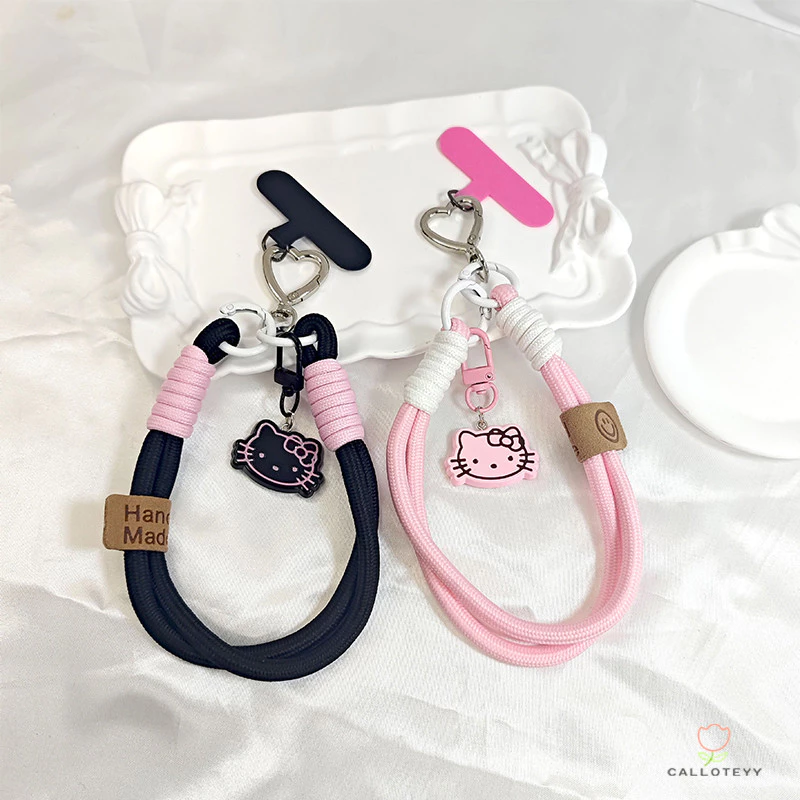 สายคล้องโทรศัพท์มือถือ สายคล้องข้อมือ จี้โทรศัพท์รูปแมว มิติสุดเท่ เชือกเส้นเล็กแบบทออเนกประสงค์ สายคล้องโทรศัพท์มือถือ
