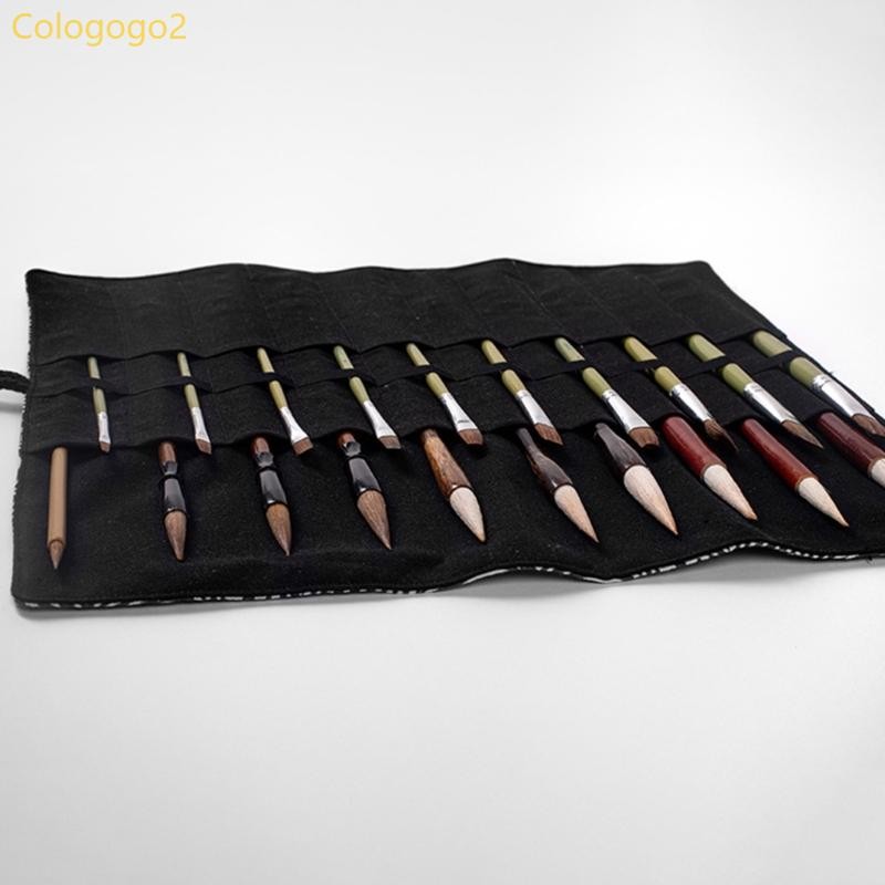Cologogo2 20 Slot Artist Brush Holder Brush Organizer Case Brush Roll-Up Bag for Artist
