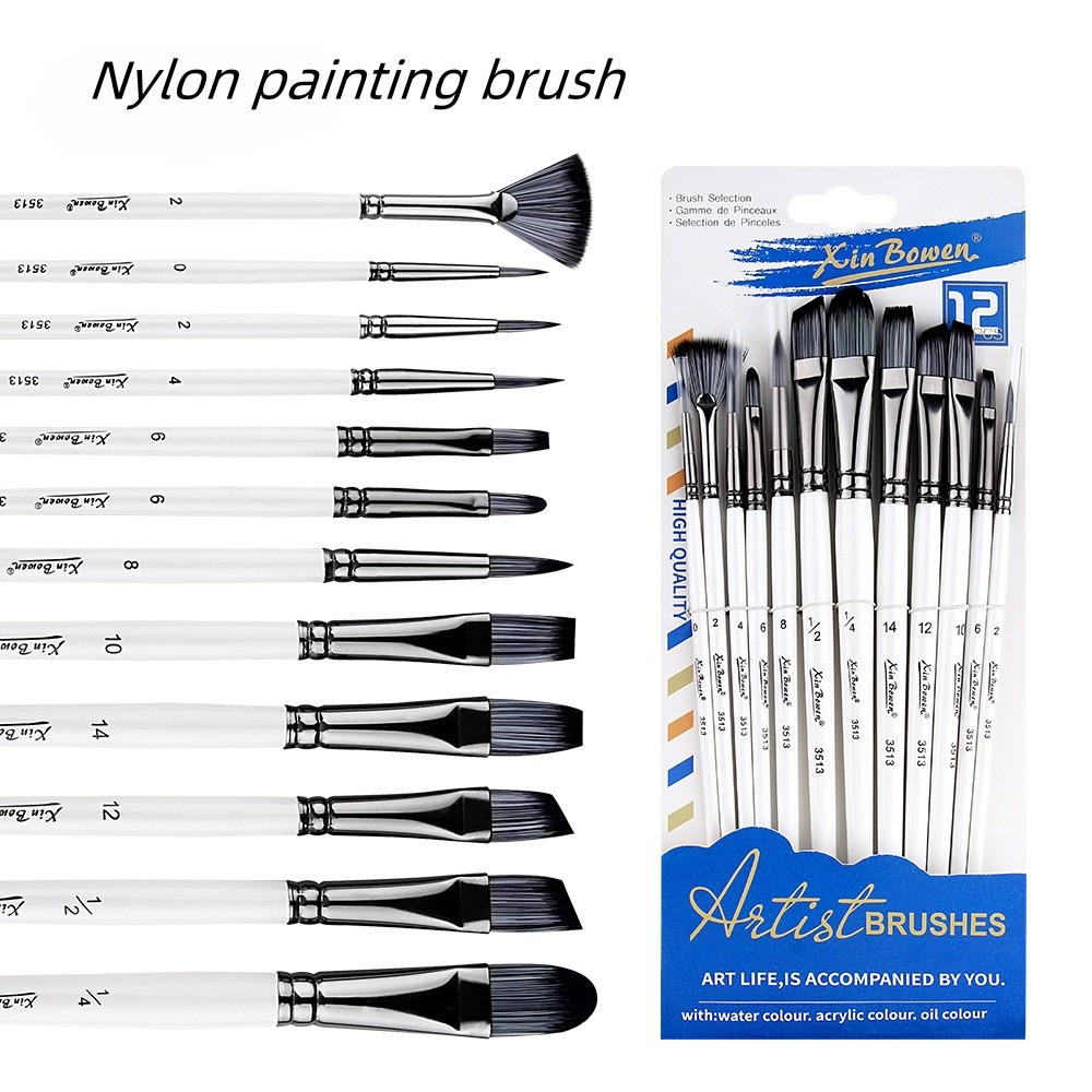 12/10- Piece-Kit สีดําหลอดอลูมิเนียมแปรงภาพวาดไนลอน/ไม้สี penholder/12 รุ่นต่างๆ/ภาพวาดสีน้ํามัน/ภาพวาดสีน้ํา/gouache