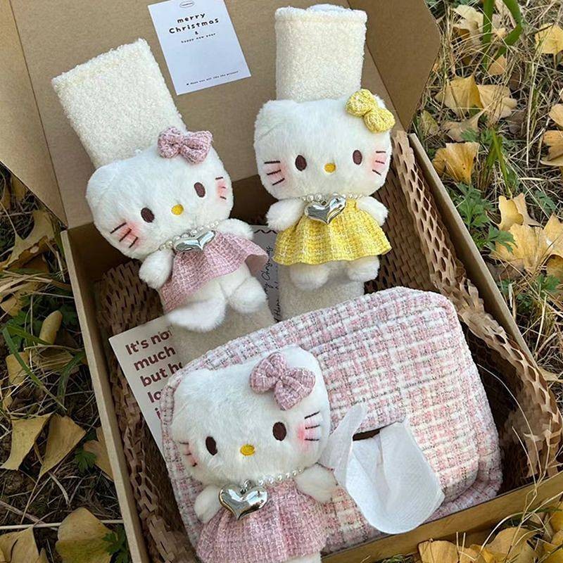 【Ready Stock】 Kitty girl heart car decoration car girl safety belt shoulder pad and drawing paper ba